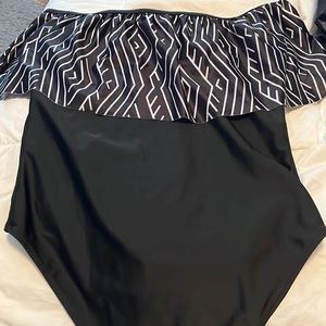 Black and white one piece bathing suit